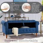 Banc de rangement capitonné en tissu avec accoudoirs arrondis – Gris / Noir / Beige / Bleu, 2 places