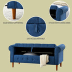 Banc de rangement capitonné en tissu avec accoudoirs arrondis – Gris / Noir / Beige / Bleu, 2 places