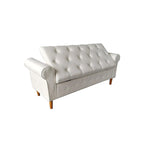 Banc de rangement capitonné en tissu avec accoudoirs arrondis – Gris / Noir / Beige / Bleu, 2 places