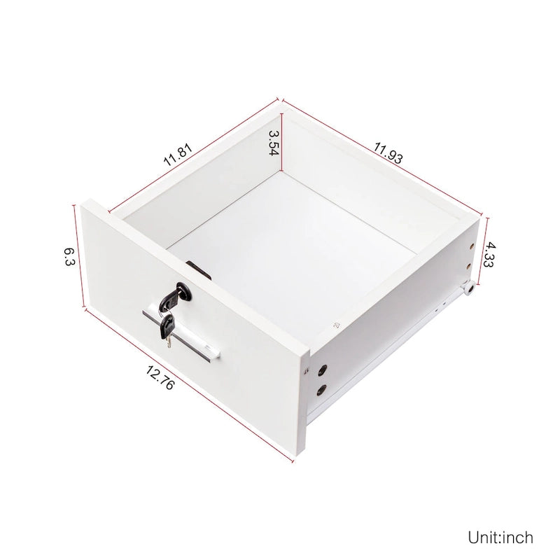 Meuble de rangement blanc pour salon de coiffure avec support pour sèche-cheveux – 2 tiroirs et 1 armoire, poste individuel