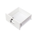 Meuble de rangement blanc pour salon de coiffure avec support pour sèche-cheveux – 2 tiroirs et 1 armoire, poste individuel