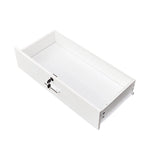 Meuble de rangement blanc pour salon de coiffure avec support pour sèche-cheveux – 2 tiroirs et 1 armoire, poste individuel