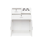 Meuble de rangement blanc pour salon de coiffure avec support pour sèche-cheveux – 2 tiroirs et 1 armoire, poste individuel