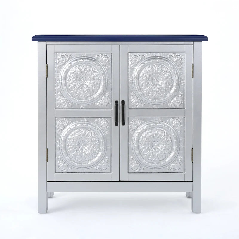Meuble de rangement avant carrelé marron/bleu marine – 1 place assise
