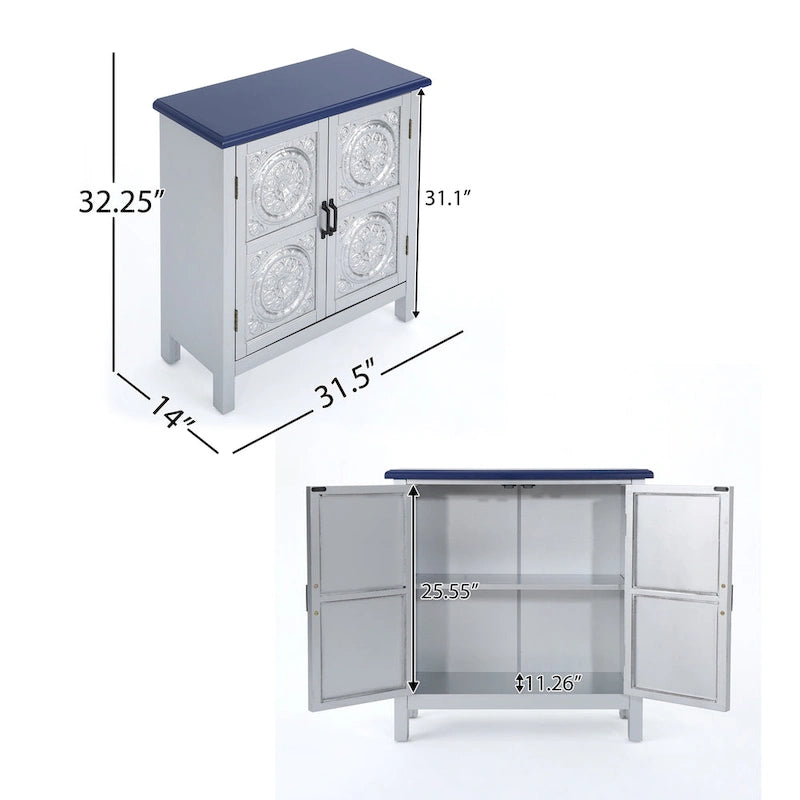Meuble de rangement avant carrelé marron/bleu marine – 1 place assise