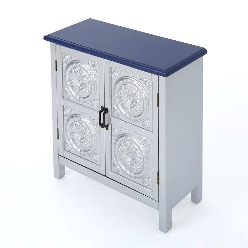 Meuble de rangement avant carrelé marron/bleu marine – 1 place assise