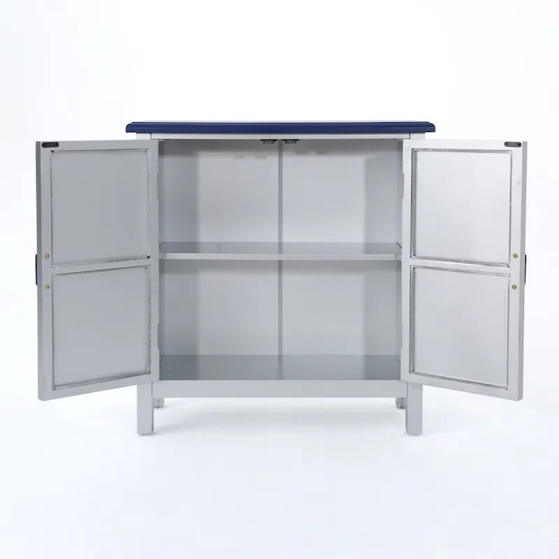 Meuble de rangement avant carrelé marron/bleu marine – 1 place assise
