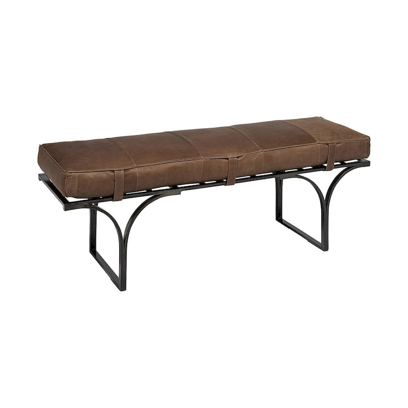 Banc en cuir véritable marron et noir, 2 places, 140 cm