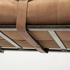 Banc en cuir véritable marron et noir, 2 places, 140 cm