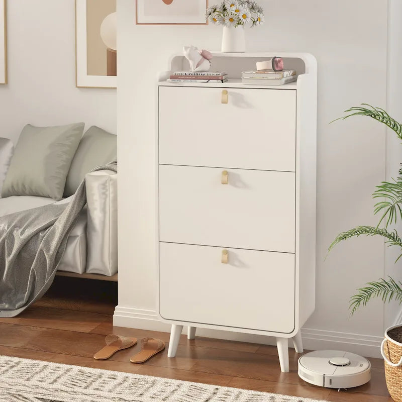 Meuble à chaussures blanc à 3 tiroirs, 18 paires