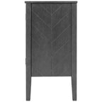 Buffet de rangement marron / bleu marine / gris – 3 poignées en métal, 4 pieds en pin, étagère réglable