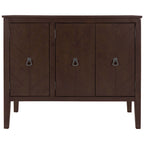 Buffet de rangement marron / bleu marine / gris – 3 poignées en métal, 4 pieds en pin, étagère réglable