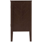 Buffet de rangement marron / bleu marine / gris – 3 poignées en métal, 4 pieds en pin, étagère réglable