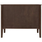 Buffet de rangement marron / bleu marine / gris – 3 poignées en métal, 4 pieds en pin, étagère réglable