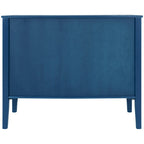 Buffet de rangement marron / bleu marine / gris – 3 poignées en métal, 4 pieds en pin, étagère réglable