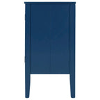 Buffet de rangement marron / bleu marine / gris – 3 poignées en métal, 4 pieds en pin, étagère réglable