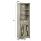 Armoire de rangement fine grise avec tiroir et 5 étagères, capacité 2 adultes