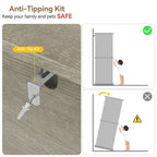 Armoire de rangement fine grise avec tiroir et 5 étagères, capacité 2 adultes