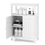 Meuble de rangement bas blanc et noir à 2 portes, autoportant