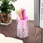 Porte-crayon et porte-pinceau ronds en acrylique violet/rose, organiseur de bureau 1 personne