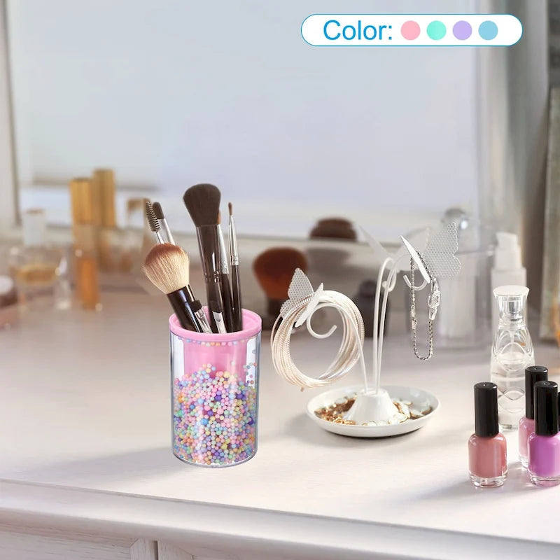Porte-crayon et porte-pinceau ronds en acrylique violet/rose, organiseur de bureau 1 personne