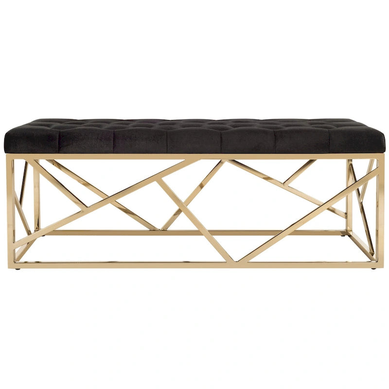 Banc rectangulaire capitonné noir et or, une place