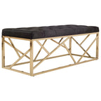 Banc rectangulaire capitonné noir et or, une place