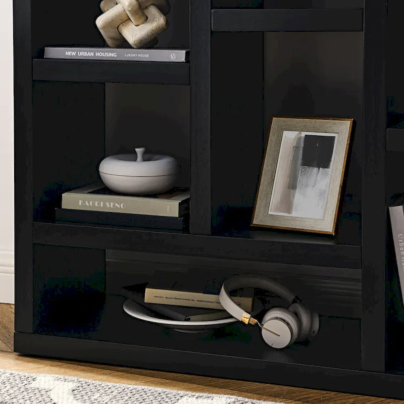 Meuble de rangement 7 cubes noir avec tiroir – Assemblage par 1 personne