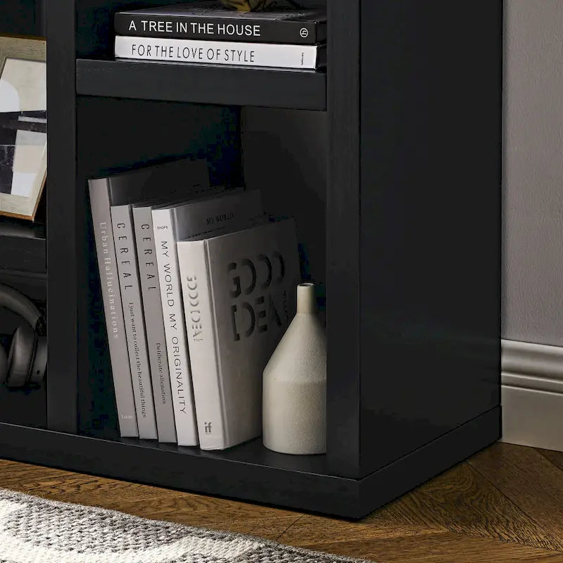Meuble de rangement 7 cubes noir avec tiroir – Assemblage par 1 personne