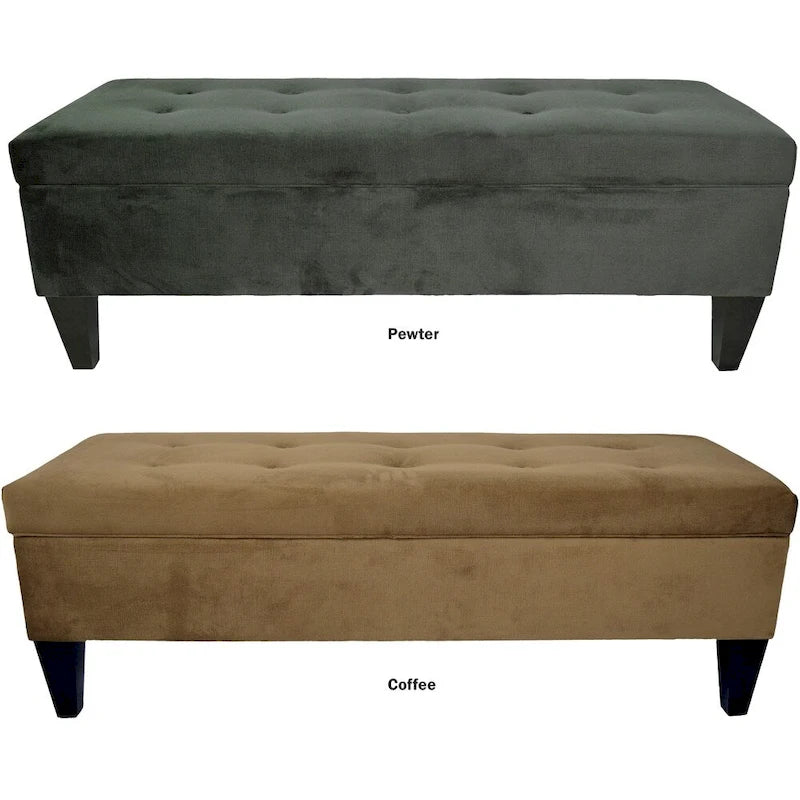 Banc de rangement ottoman capitonné – 2 places – café/gris