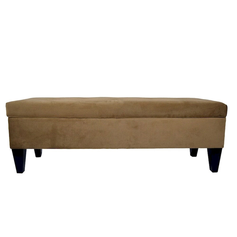 Banc de rangement ottoman capitonné – 2 places – café/gris