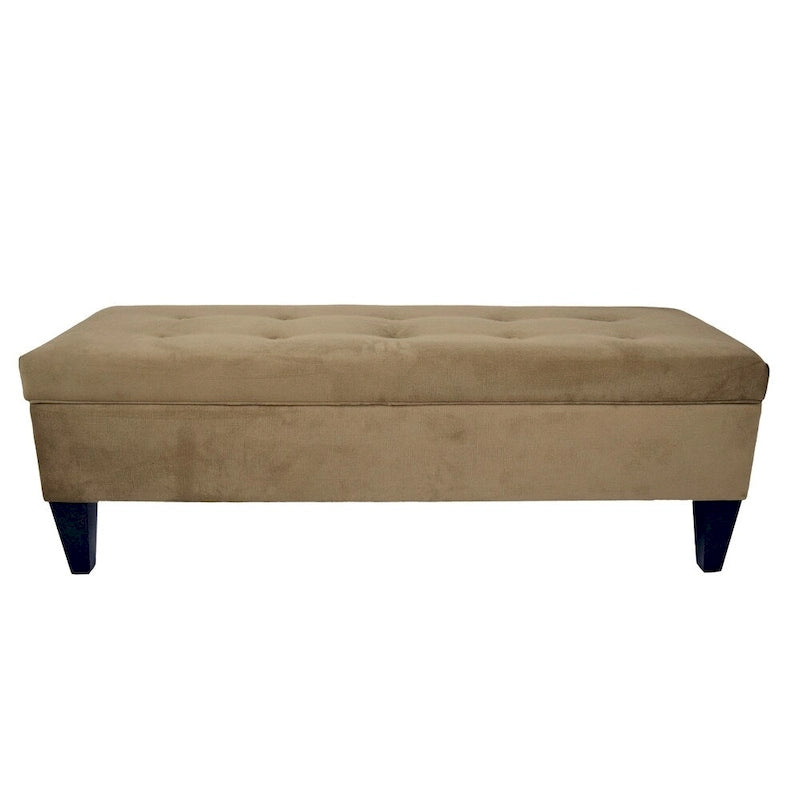 Banc de rangement ottoman capitonné – 2 places – café/gris