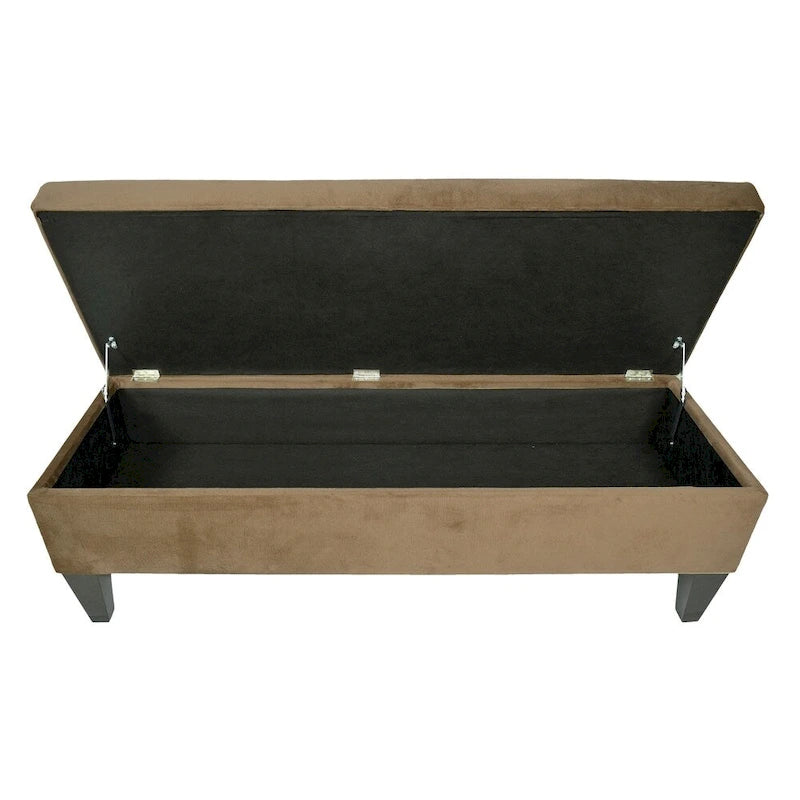 Banc de rangement ottoman capitonné – 2 places – café/gris