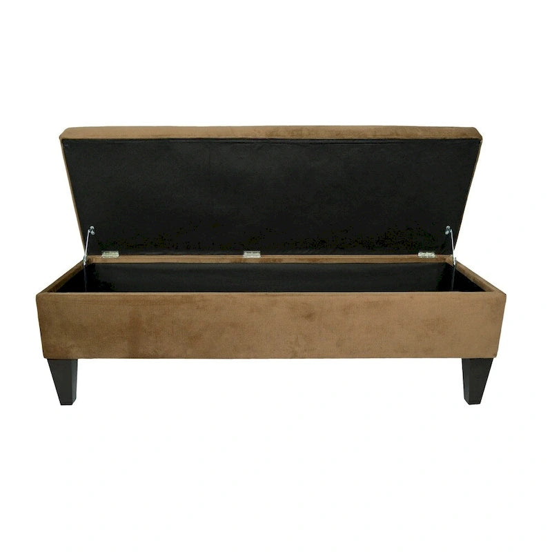 Banc de rangement ottoman capitonné – 2 places – café/gris