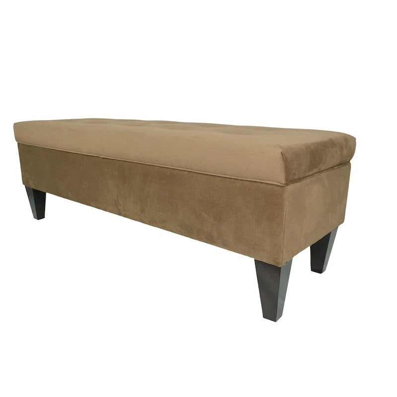 Banc de rangement ottoman capitonné – 2 places – café/gris