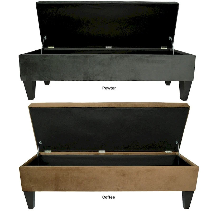 Banc de rangement ottoman capitonné – 2 places – café/gris