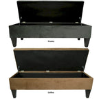 Banc de rangement ottoman capitonné – 2 places – café/gris