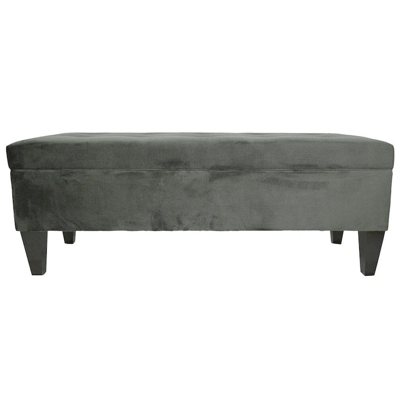 Banc de rangement ottoman capitonné – 2 places – café/gris