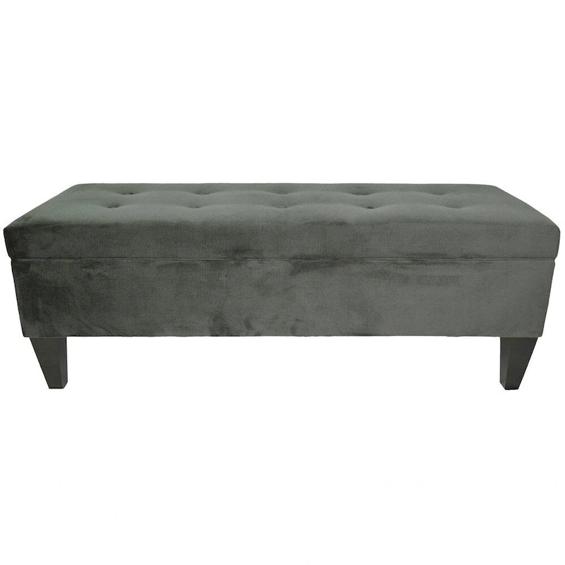 Banc de rangement ottoman capitonné – 2 places – café/gris