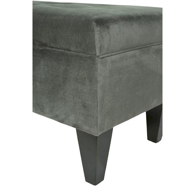 Banc de rangement ottoman capitonné – 2 places – café/gris