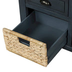 Banc de rangement avec 3 tiroirs et 3 paniers en rotin, 1 place – Blanc blanchi / Expresso / Bleu marine antique / Blanc