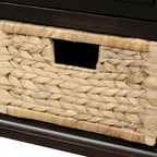 Banc de rangement avec 3 tiroirs et 3 paniers en rotin, 1 place – Blanc blanchi / Expresso / Bleu marine antique / Blanc