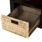Banc de rangement avec 3 tiroirs et 3 paniers en rotin, 1 place – Blanc blanchi / Expresso / Bleu marine antique / Blanc