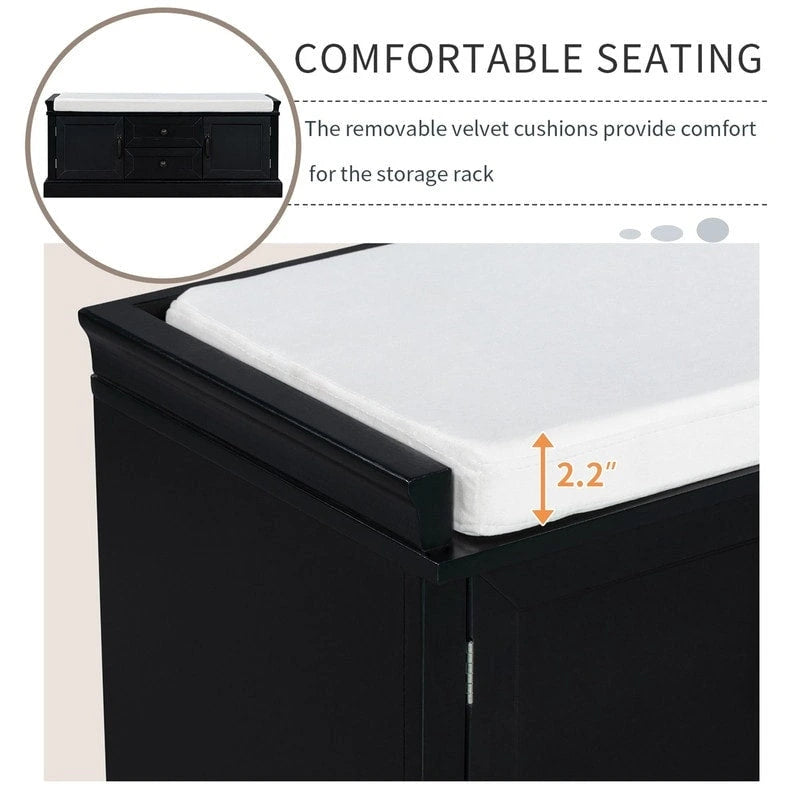 Banc de rangement avec 2 tiroirs et 2 coussins amovibles – 2 places, 5 couleurs