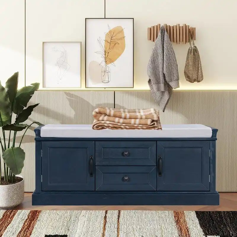 Banc de rangement avec 2 tiroirs et 2 coussins amovibles – 2 places, 5 couleurs