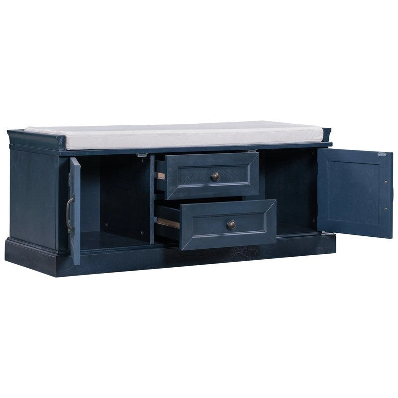 Banc de rangement avec 2 tiroirs et 2 coussins amovibles – 2 places, 5 couleurs