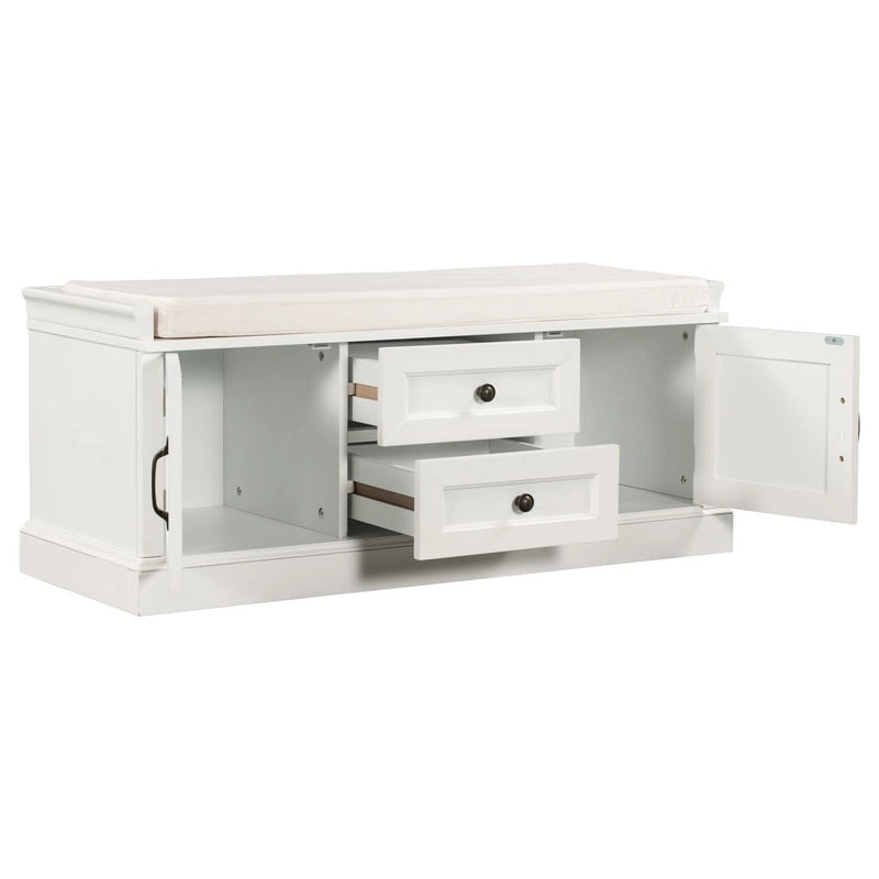Banc de rangement avec 2 tiroirs et 2 coussins amovibles – 2 places, 5 couleurs