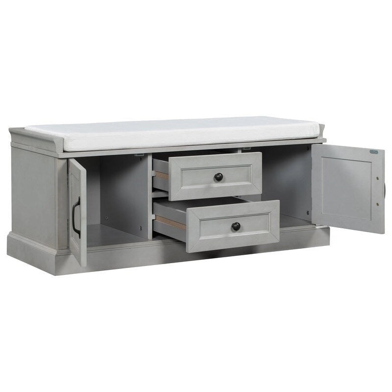 Banc de rangement avec 2 tiroirs et 2 coussins amovibles – 2 places, 5 couleurs