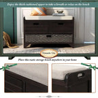 Banc d'entrée avec coussin, 2 tiroirs et panier, fini blanc délavé/blanc/marine/espresso — 1 place