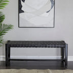 Banc en cuir tressé noir – 2 places